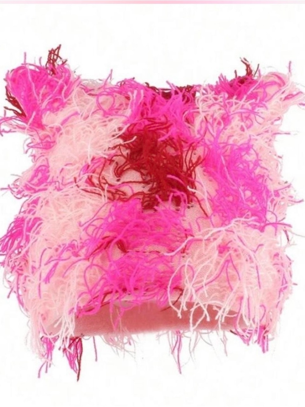 Women's Pink Fuzzy Fringe Clutch Bag